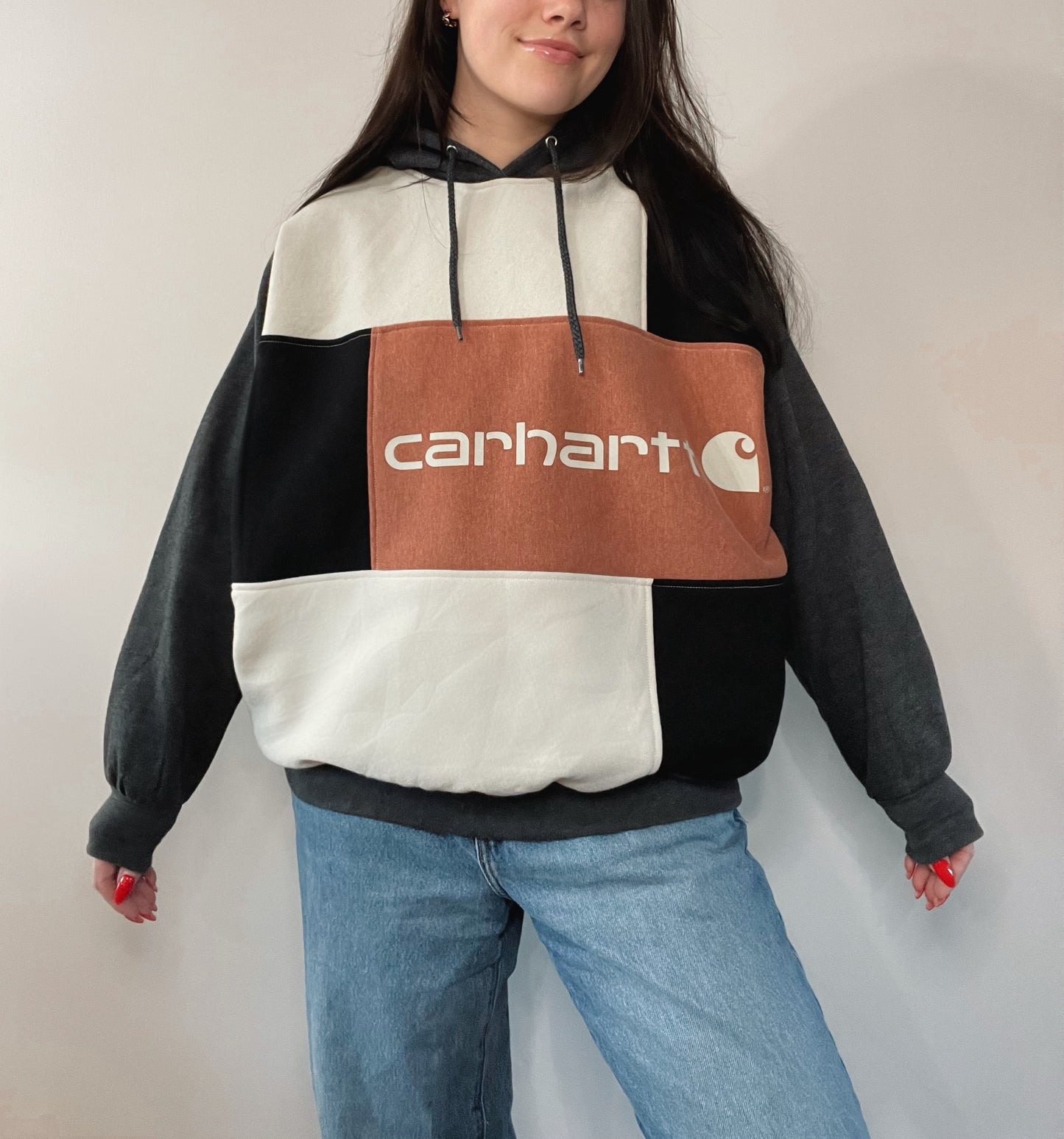 autumn color block hoodie