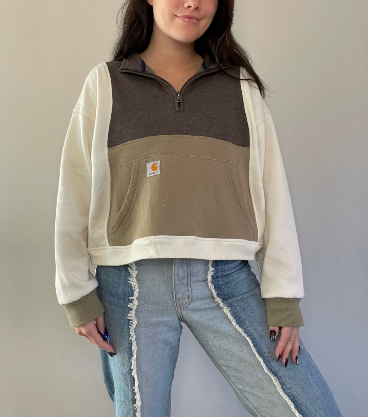 earthy semi-cropped crewneck