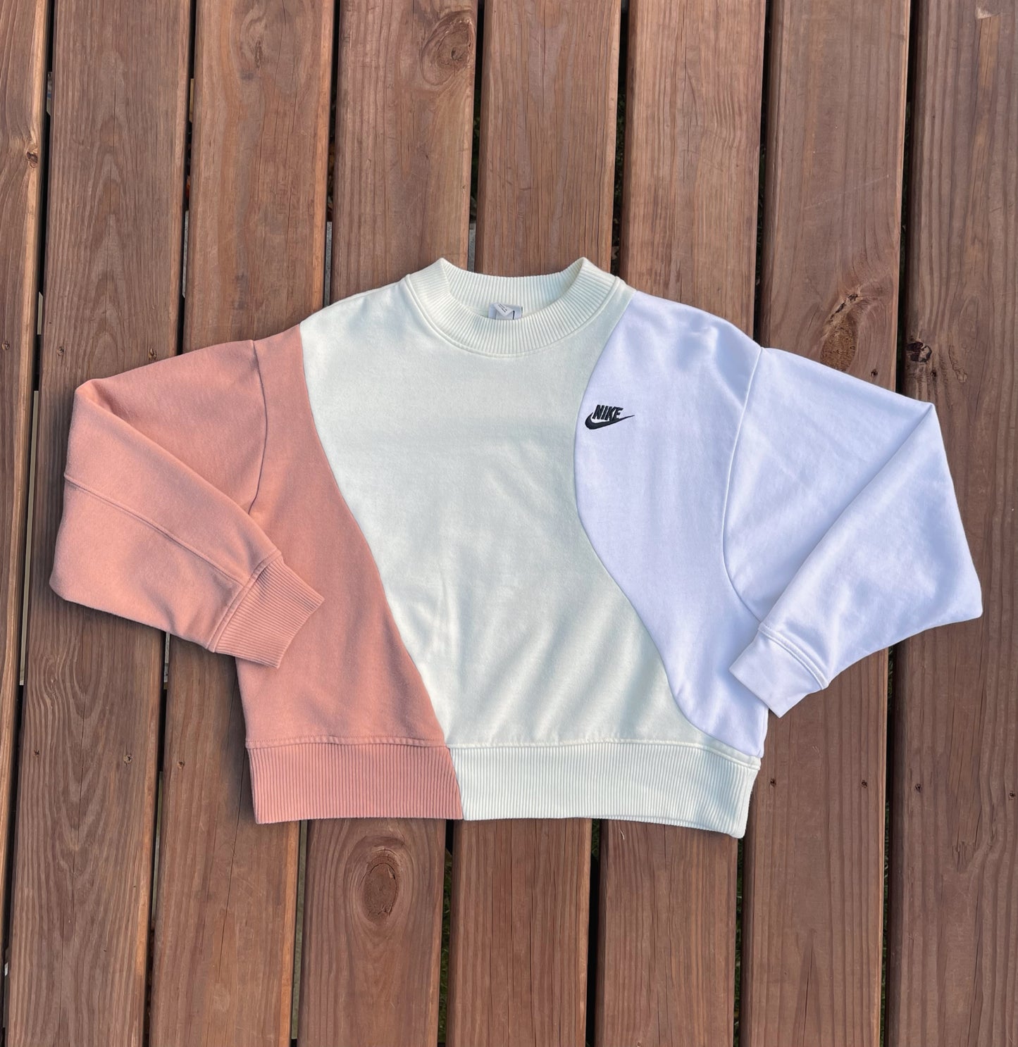 cropped spliced crewneck