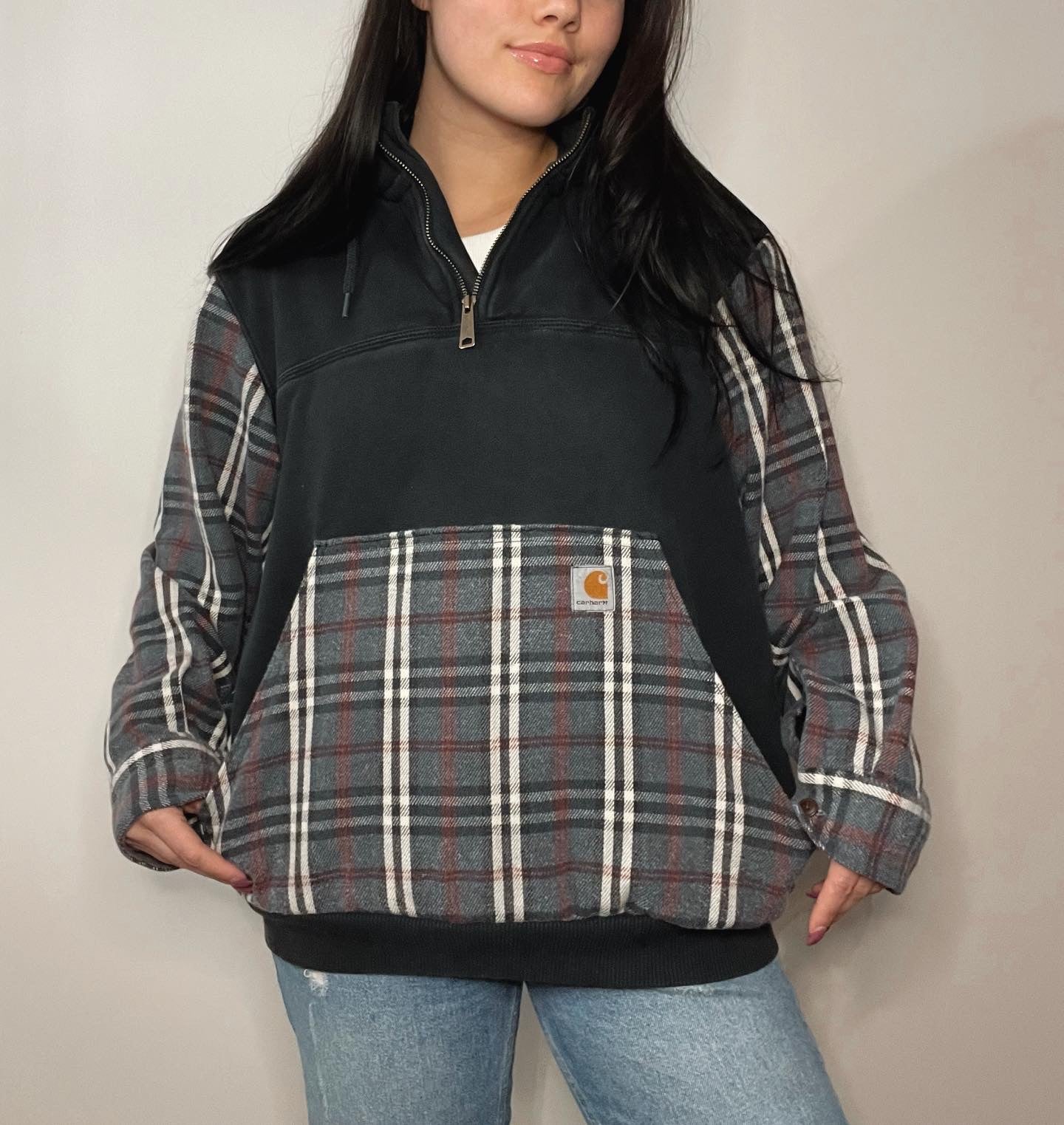 black flannel x hoodie