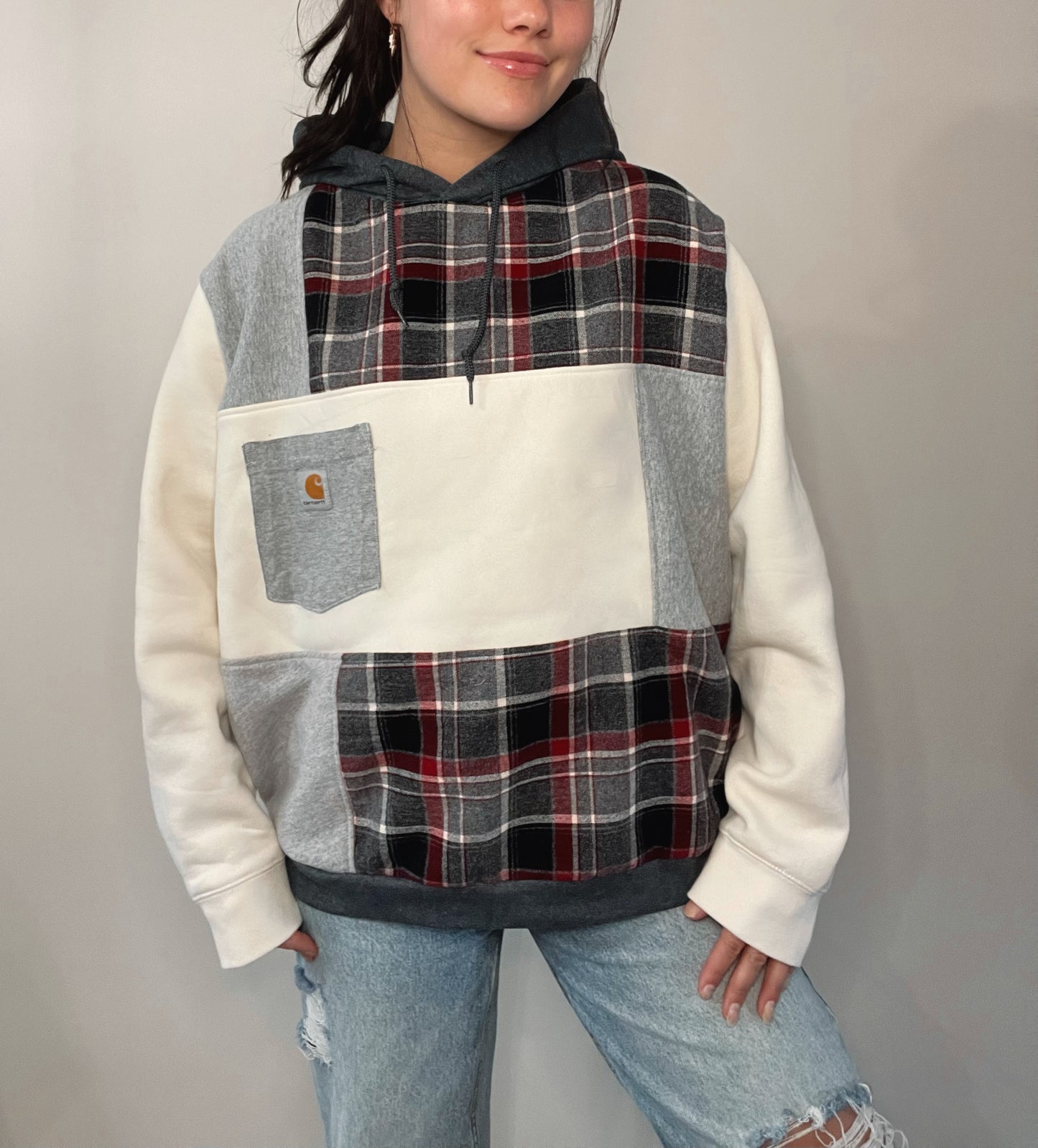 pocket flannel hoodie
