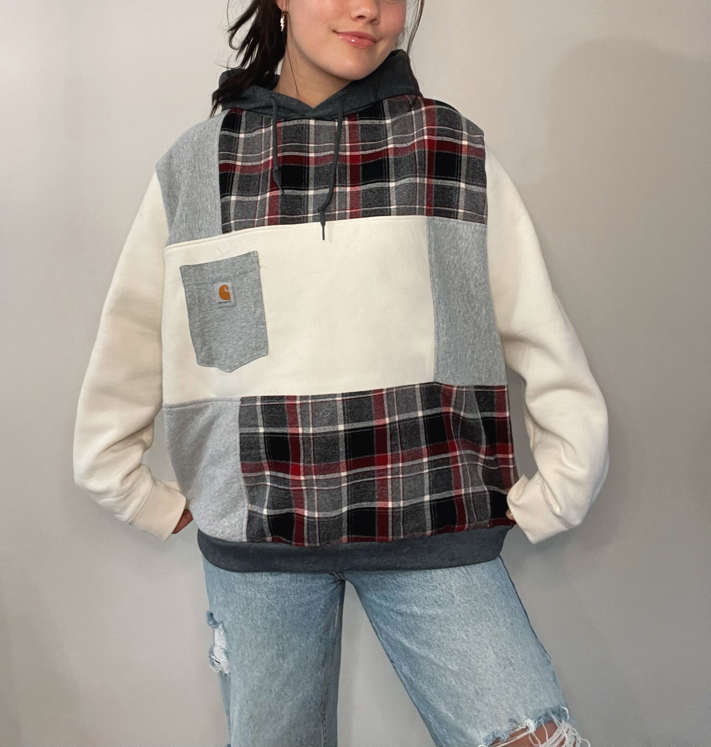 pocket flannel hoodie