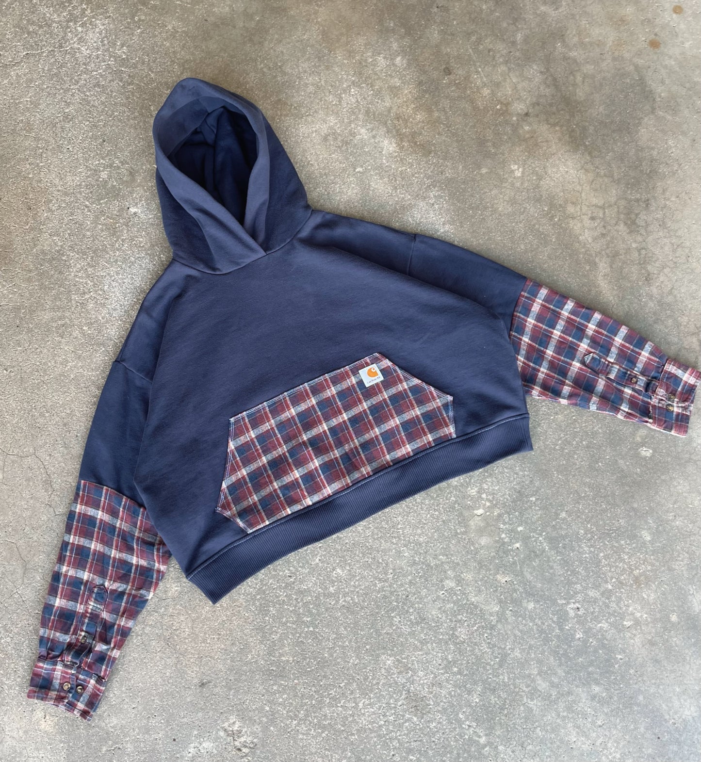 flannel semi cropped hoodie