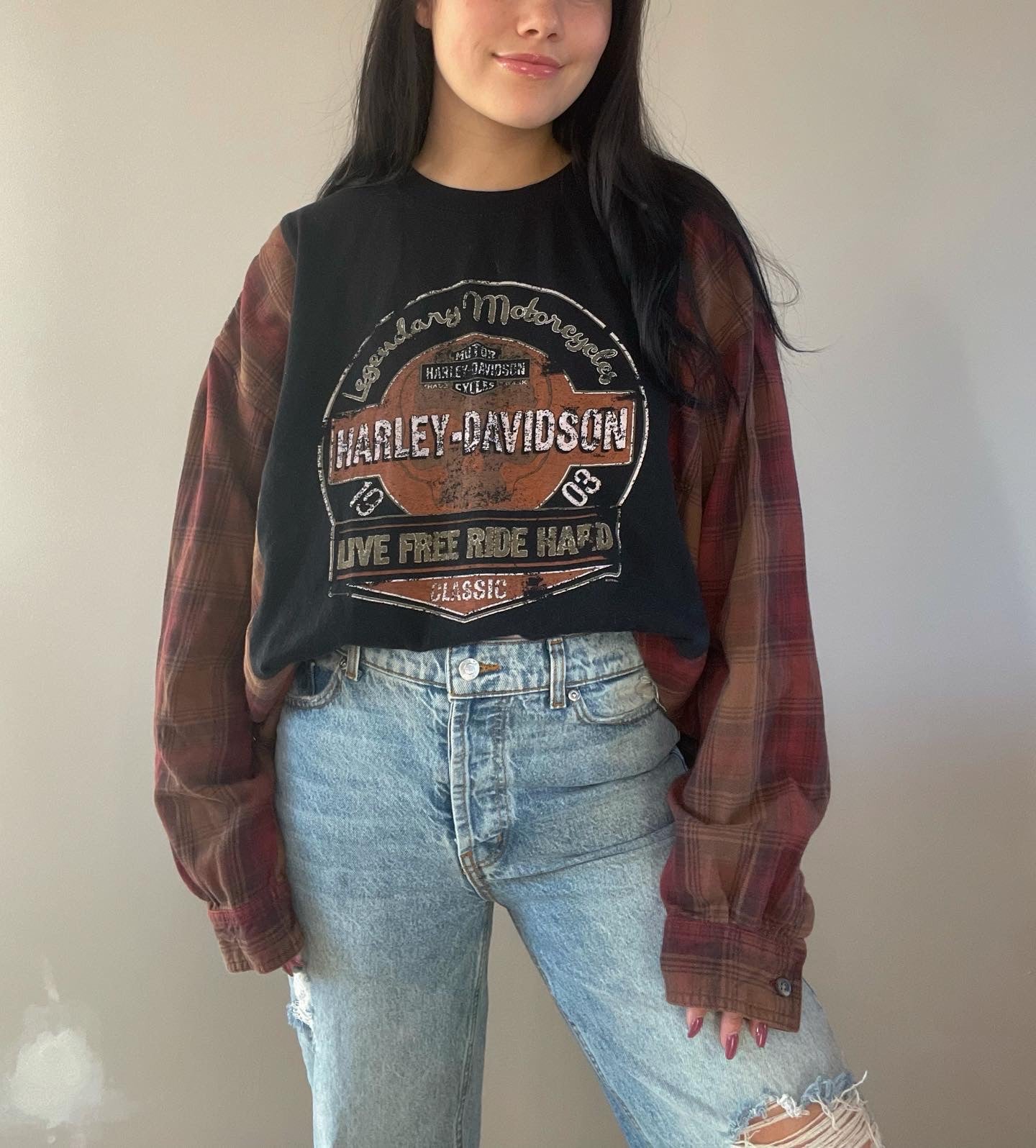 Harley flannel tee