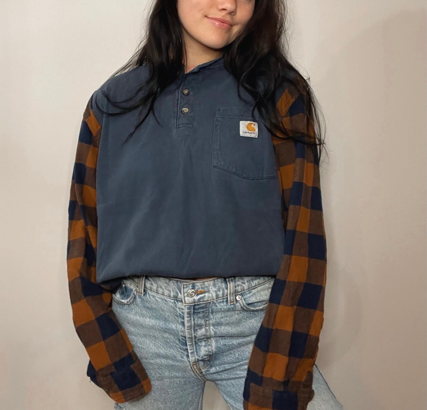 navy flannel tee