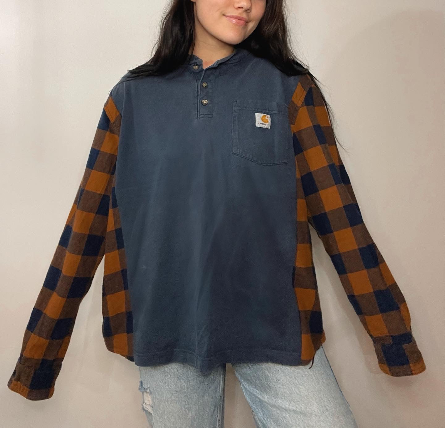 navy flannel tee