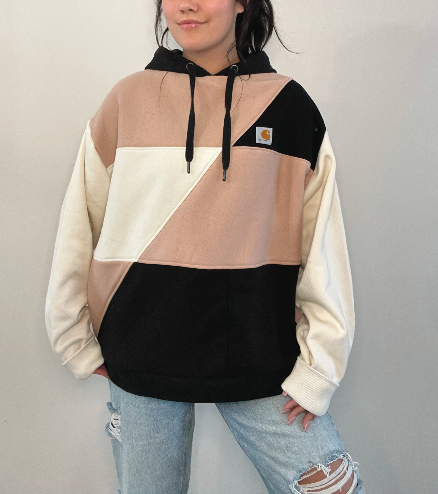 bubblegum spliced hoodie