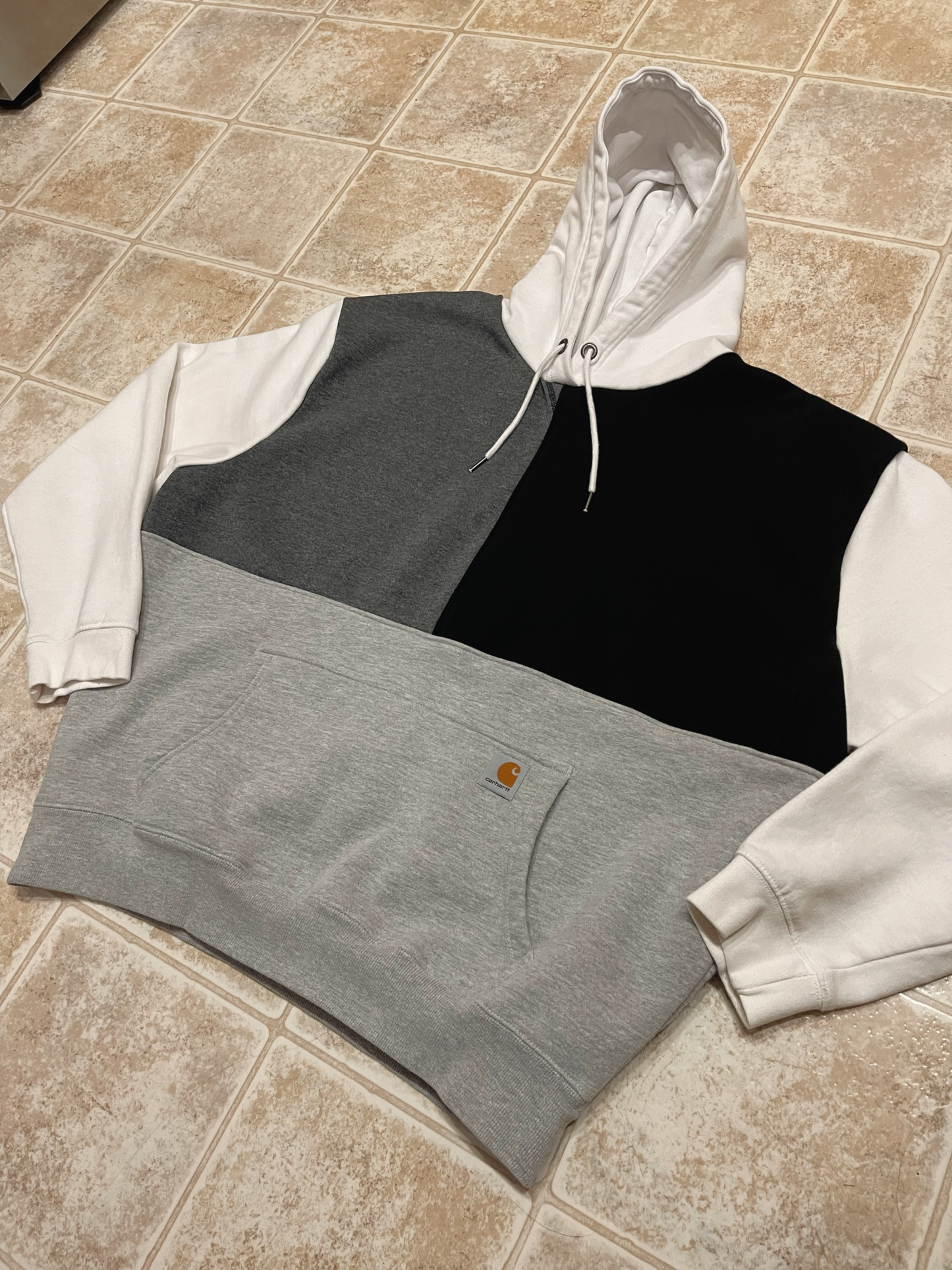 b&w color blocked hoodie