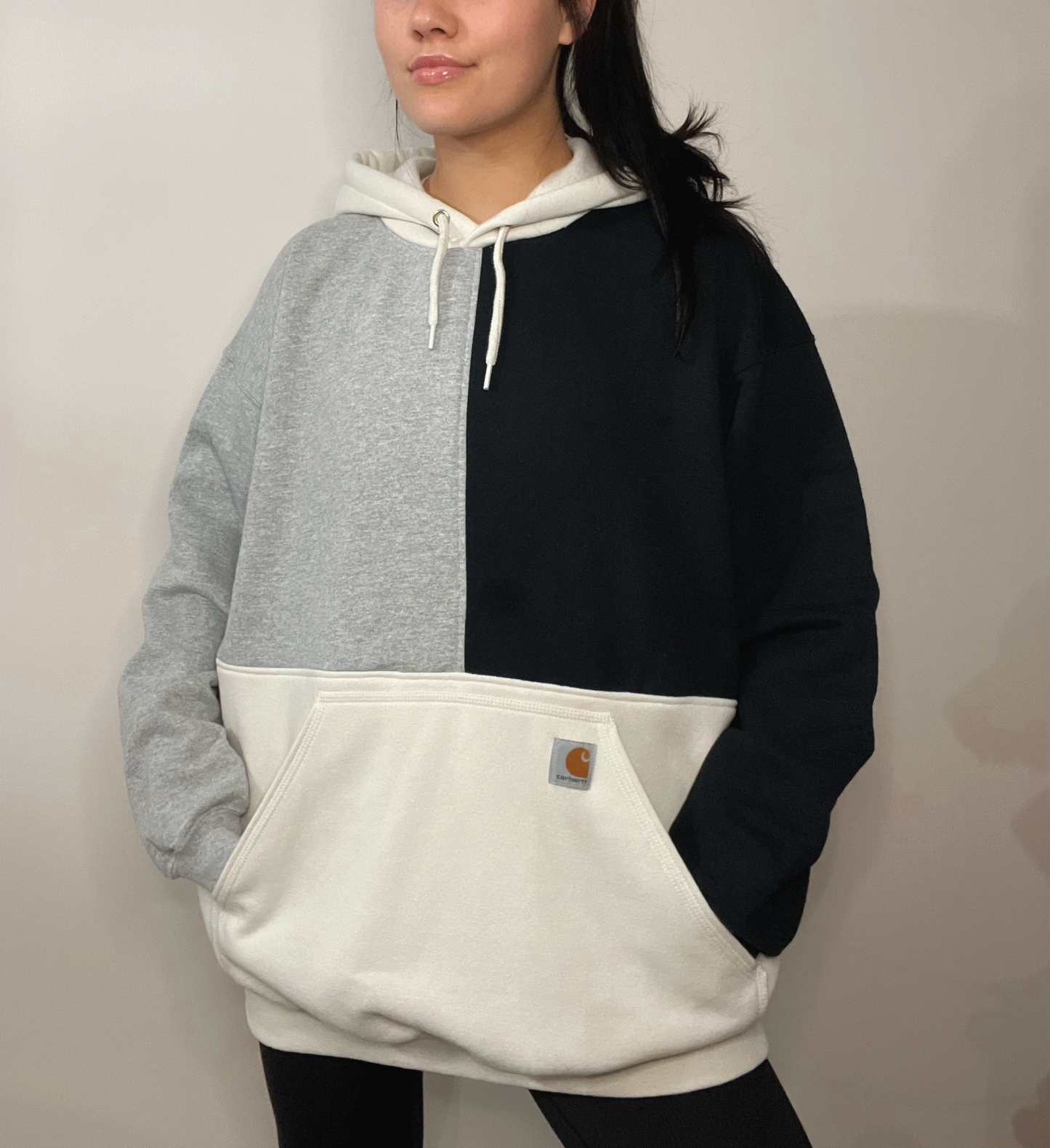 neutral colorblock hoodie