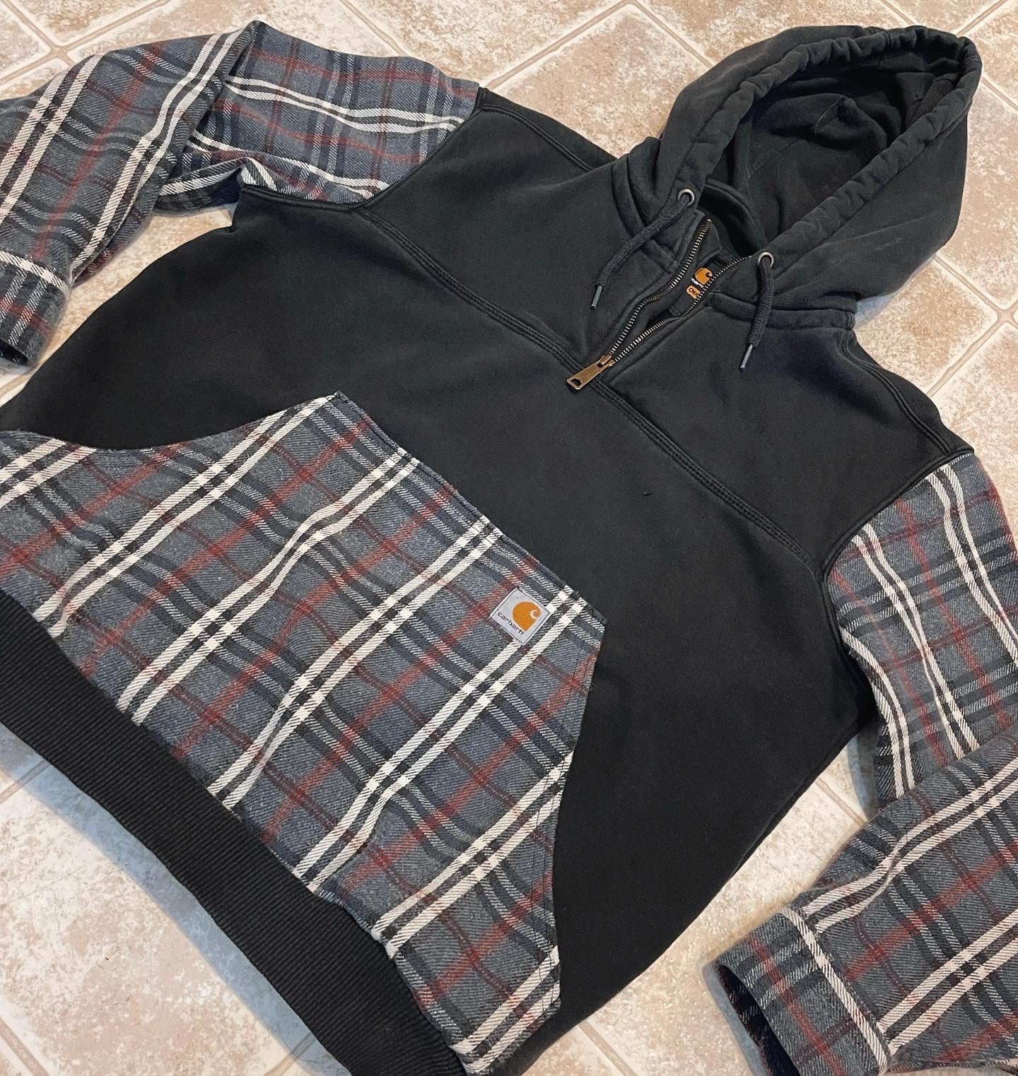 black flannel x hoodie
