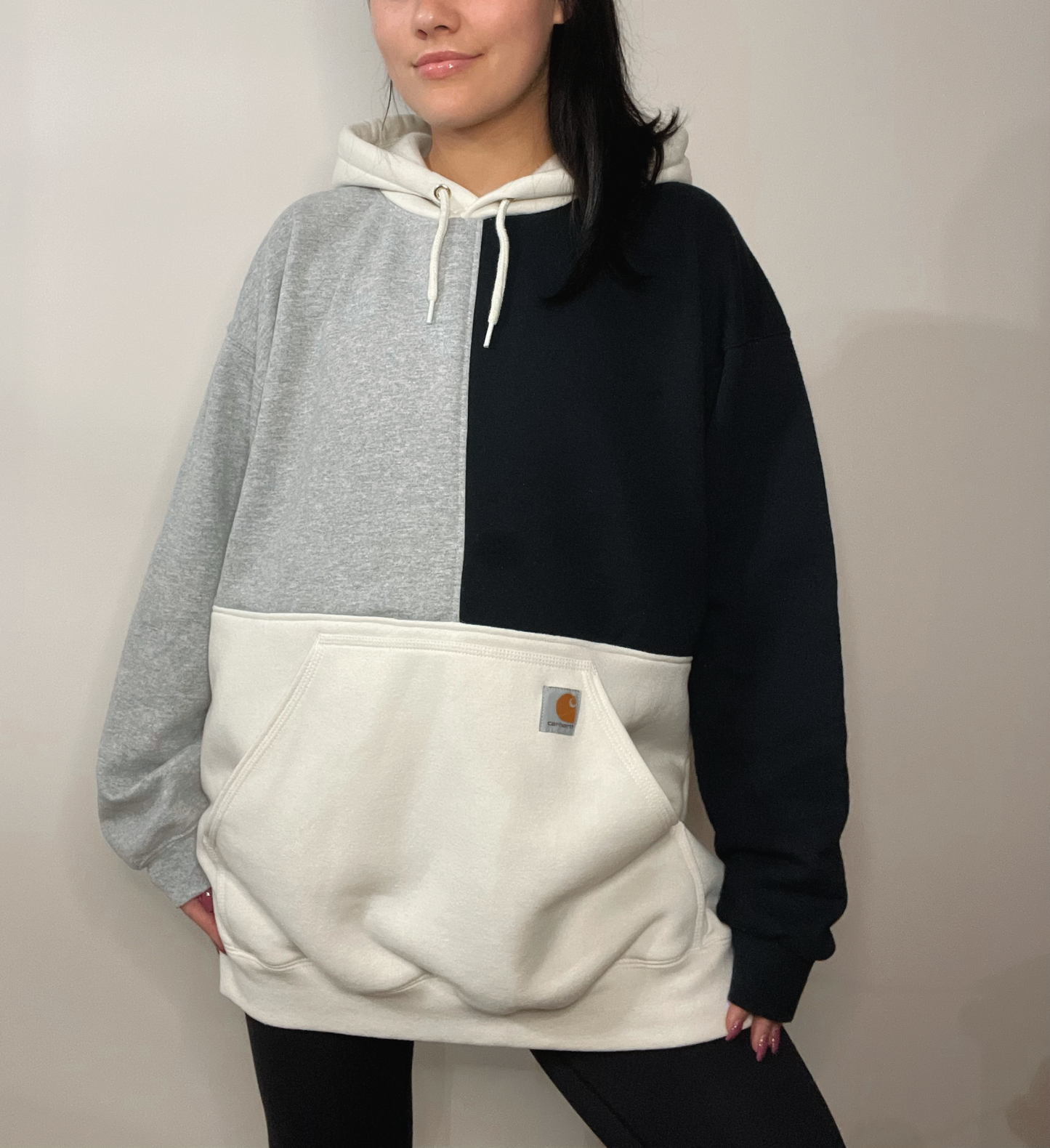 neutral colorblock hoodie